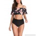 PPHtesting Women 2 Piece Off Shoulder Ruffled Bikini Set High Waisted Swimsuit Crop Top and Printed Bottom S-XL Black B07PFVVMLC